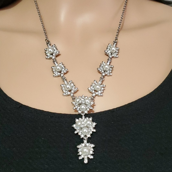 Unsigned Jewelry Silver Tone Floral Y Drop Necklace Poshmark